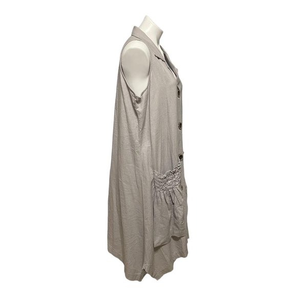 For Cynthia Large Beige Button Down Sleeveless Lagenlook Oversized Dress… - Picture 3 of 8